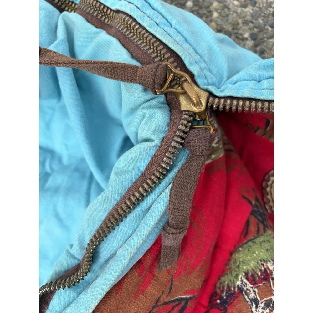 Vntg 1960 Adult Flannel Sleeping Bag Zip Together Hunting Camping 30